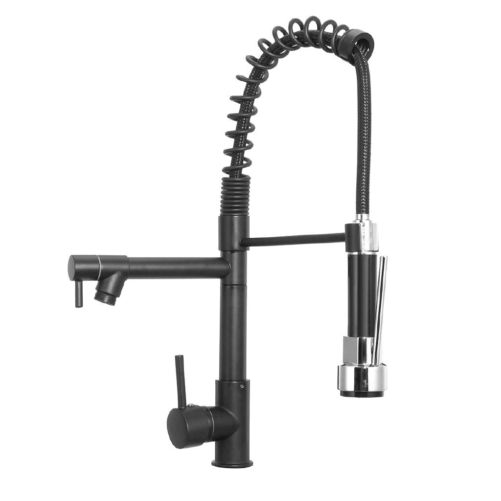 Black 2-Way 360 Rotation Oil Rubbed Pull Out Kitchen Water Tap Spout Faucet Handheld Shower Kitchen Water Mixer Taps