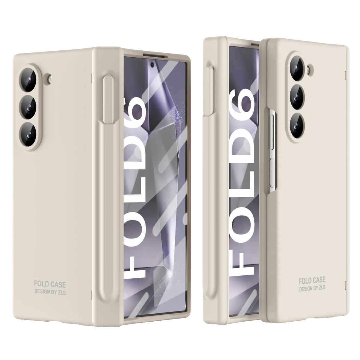 

Для Samsung Galaxy Z Fold 6 5 4 3 чехол, мягкий матовый складной шарнир с закаленной пленкой, дополнительный стилус, противоударный чехол for Galaxy Z Fold 6&case only(no pen) белый