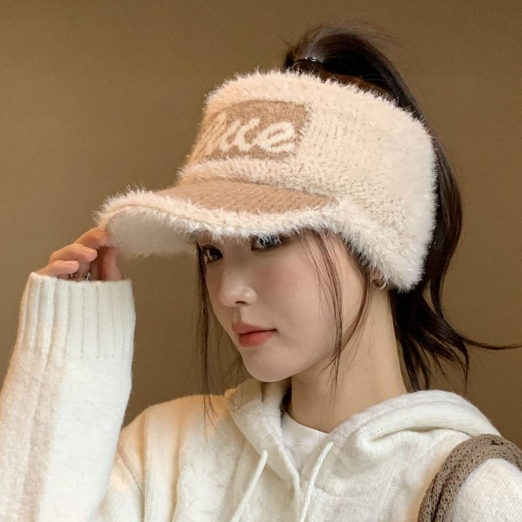 Women’s hat Fashion autumn winterstuffedknitting empty top hat high ponytail heattechnew arrivalfleece-linedthickened duck tongue hat