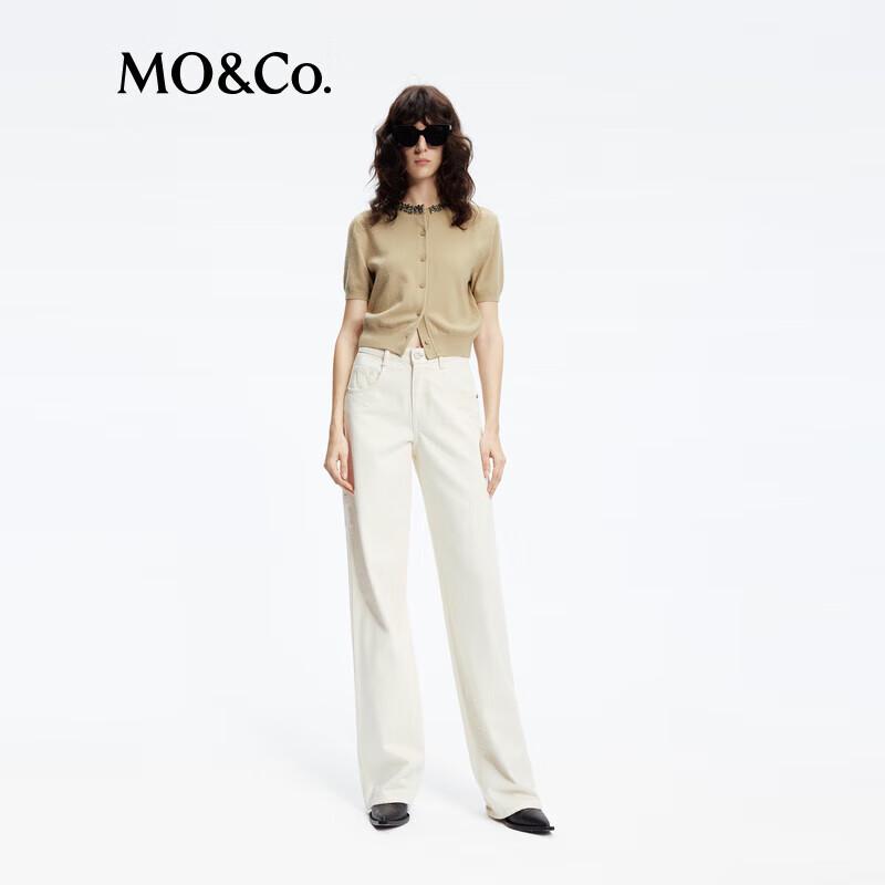 MO&Co. Embellished Wool Cashmere Knit Cardigan