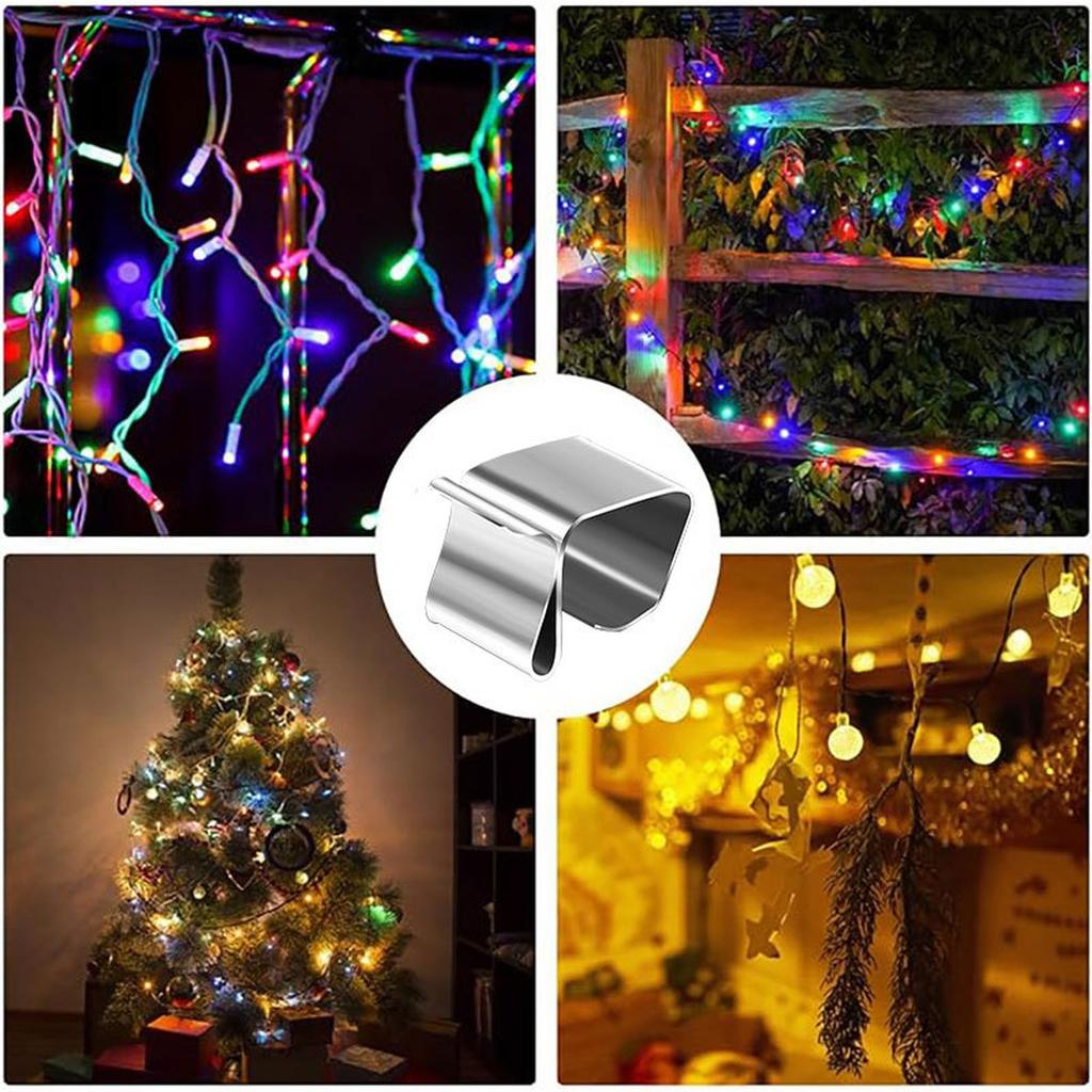 A01F-100PC Christmas Lights Gutter Hooks Galvanized Holiday Lights Roof Hooks Christmas Light Clips B