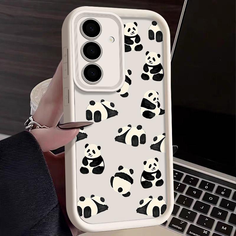 Für Smausng S25 S24 S22 Ultra Plus S23 S21 S20 Fe A55 A54 A53 A52 A35 A34 A15 5g Pandas-Muster Stoßfester Objektivschutz Silikon Soft Case Cover