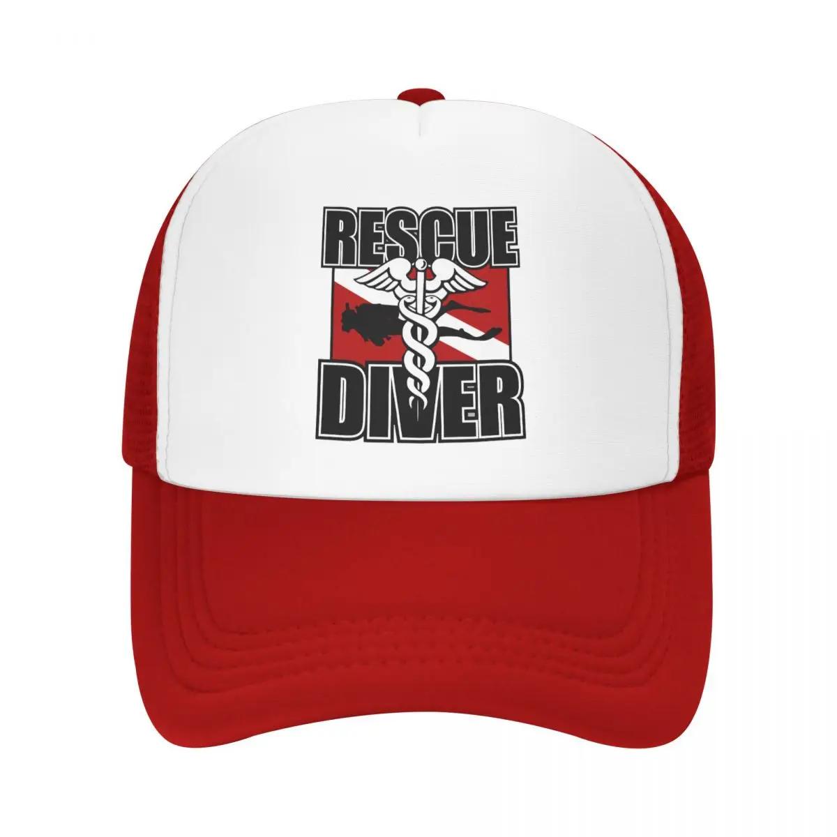 Custom Rescue Diver Trucker Hat Unisex Women Adjustable Adult Scuba Diving Baseball Cap Summer Dad Hat One Size