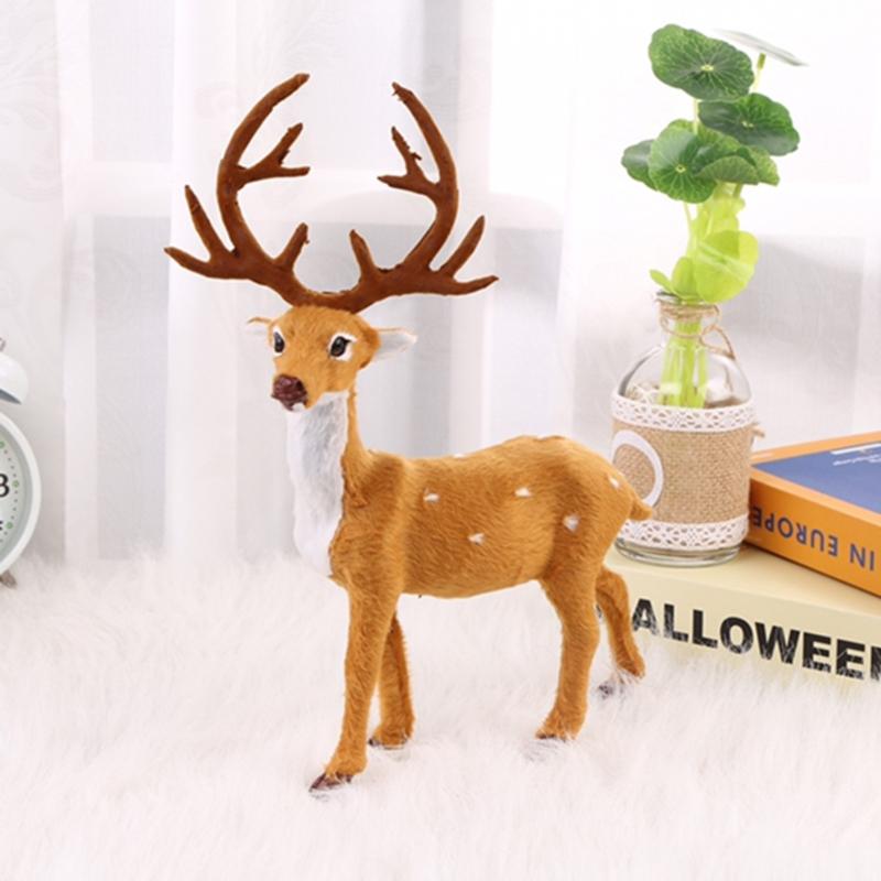 15/20/25/30/35cm Simulation Plush Reindeer Standing Christmas Sika Deer Xmas Elk Dolls Holiday Reindeer Figures