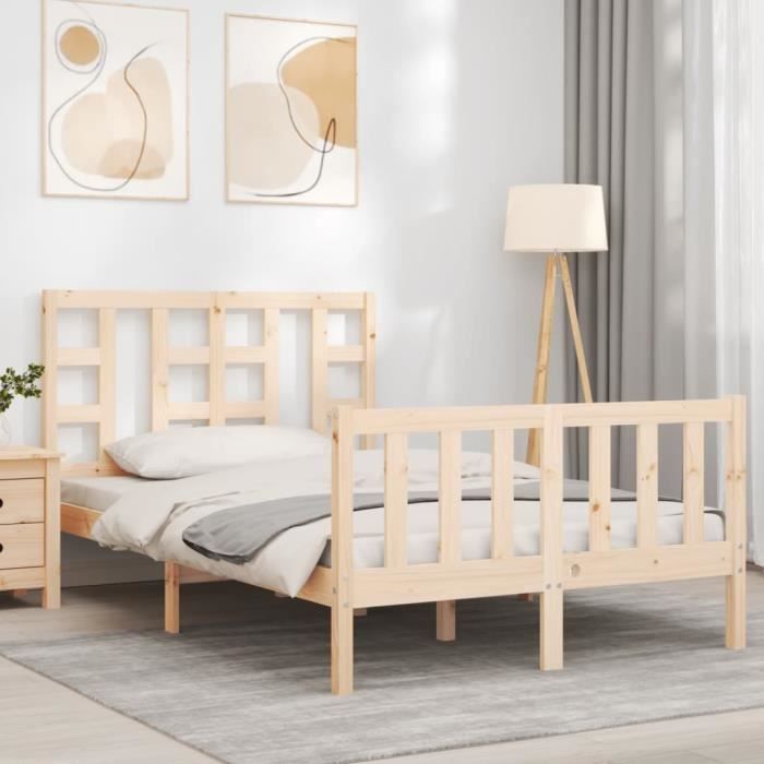 VidaXL Bed Frame with Headboard 120x200 Cm Solid Wood 3191966