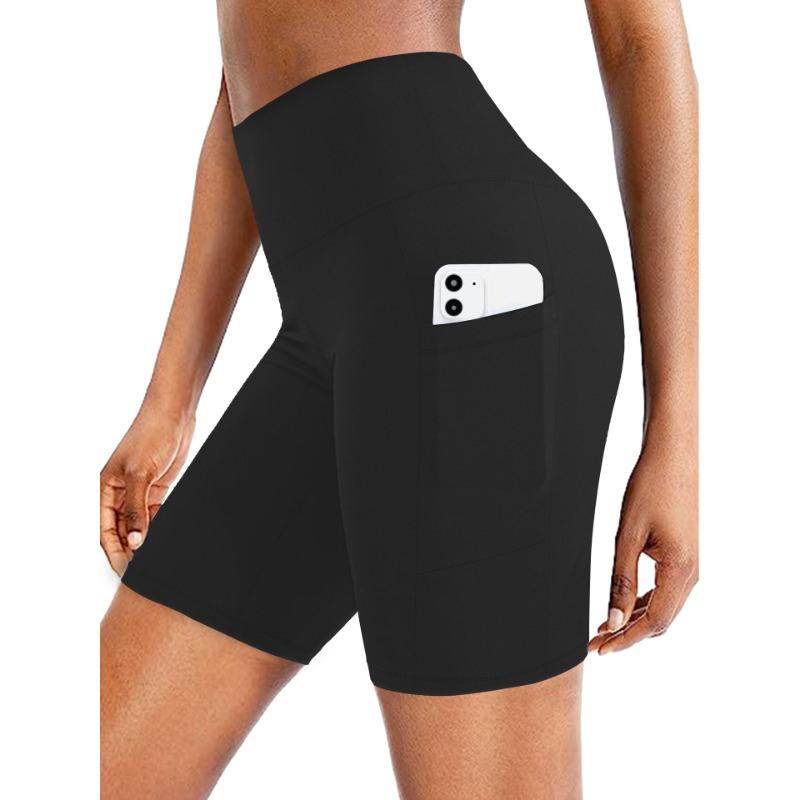 Damen Po-Lifting Elastische Enge Yoga-Shorts Mit Taschen Für Fitness-Training Im Fitnessstudio