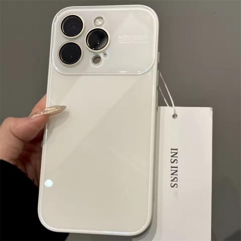 

Роскошный Желейный Макарон Большой Защитный Чехол для Камеры для iPhone 17 16 15 14 13 12 Pro Max Plus Жесткий Акриловый Конфетный Глянцевый Чехол iPhone 12 белый