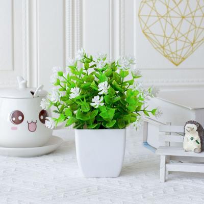 Neue Plastik-Kunstblumen im Topf Simulation Lotus Künstliche Fake-Pflanzen Weiße Fake-Blume Bonsai Wohnzimmer-Dekorationen