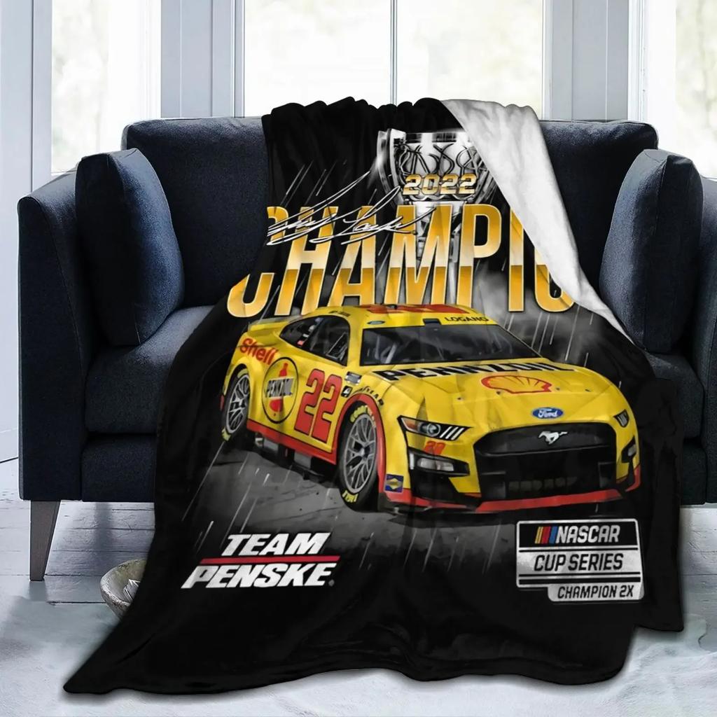3D Print Joey Logano 22 2X Champion Blanket Soft Sofa Cover Throw Blanket Fleece Tapestry Warm Bed Blankets for Bedroom Couch