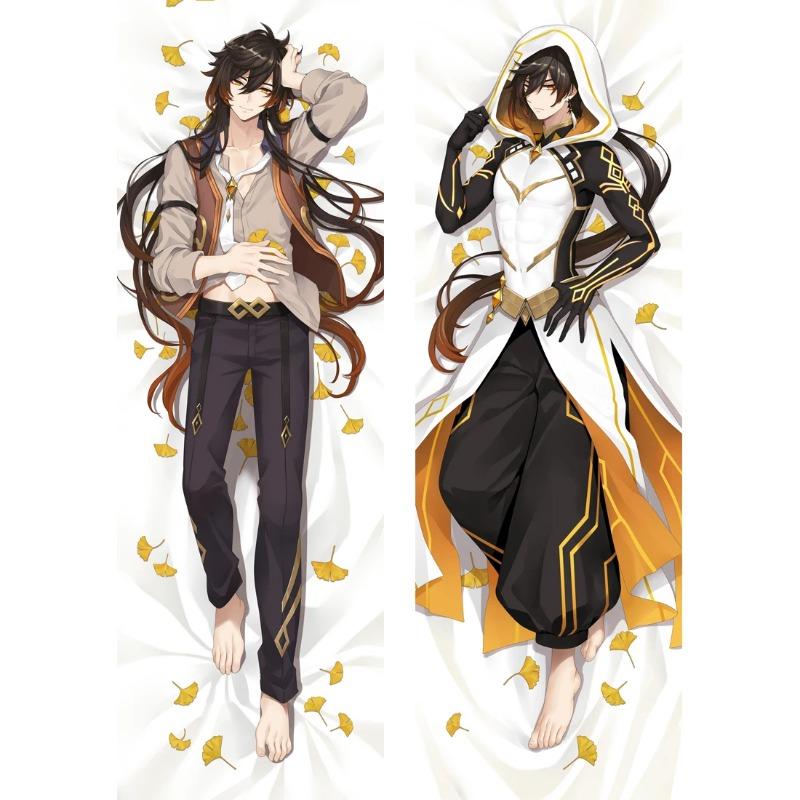 60x180cm Game Genshin Impact Zhongli Dakimakura Male Otaku Throw Hugging Body Zhong Li Pillow Case Cover Home Bedding Decorative