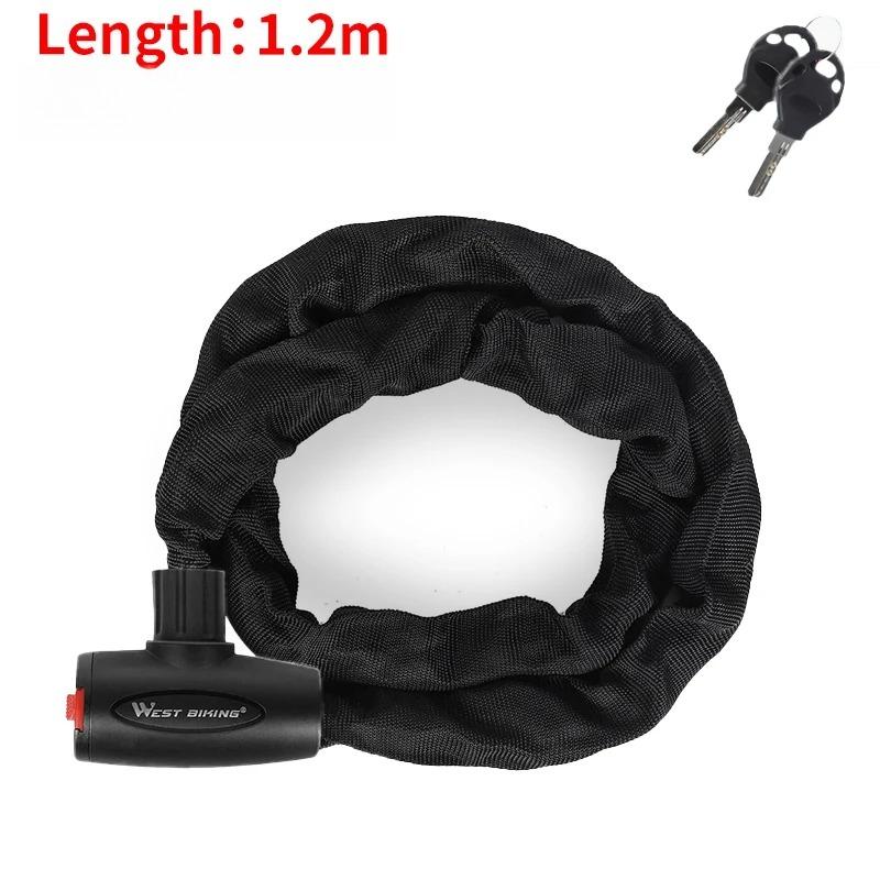 WEST BIKING Candado de Cadena de Alta Seguridad para Bicicleta Portátil Antirrobo para Bicicleta de Montaña MTB Con 2 Llaves Para Patinete Bicicleta Eléctrica