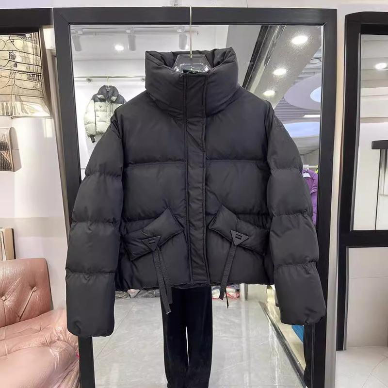 Winter new stand-up collar down jacket women's short casual fashion thickened bread jacket white duck down jacket tide