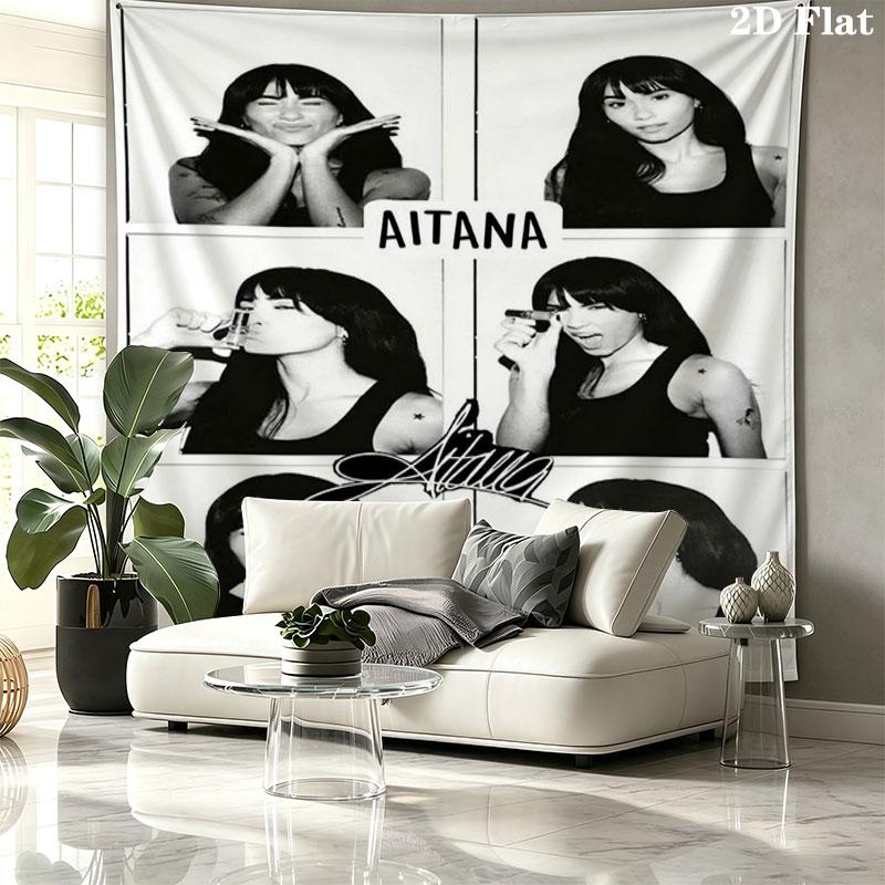 Aitana Custom Name Wall Tapestry Aesthetic Wall Hanging Printed Fabric Blanket Decorative Tapestries for Bedroom Living Room Home Decor