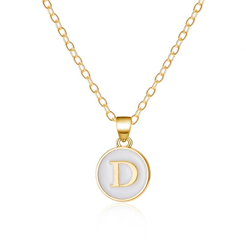 A-Z 26 Letters Necklace For Women Exquisite Initials Name Round Enamel Pendant Clavicle Chain Choker Necklaces Jewelry