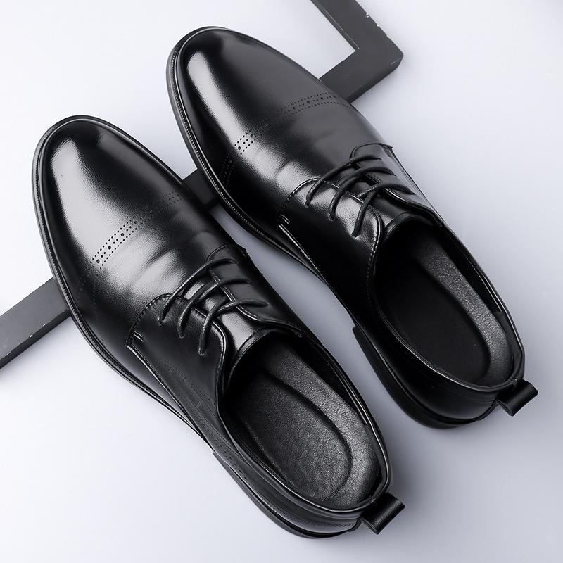 New Designer Groom Wedding Business Suit Dress Shoes for Men Spring Autumn Black Fashion Casual Lace-up Cow Leather Shoes Man