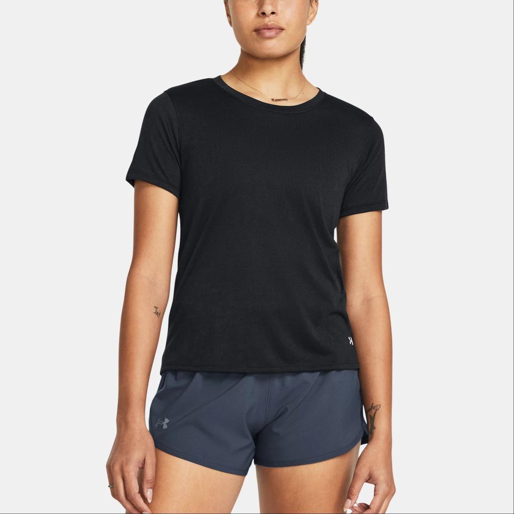 Under Armour Solid Color Breathable Quick-Dry Crew Neck Short Sleeve T-Shirt Women Tops Black 1382435-001