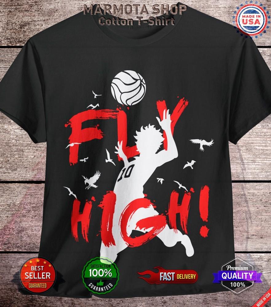 

Fly High Hinata Haikyuu Tobio T-Shirt Anime Japanese Tee Shirt Volleyball Manga L