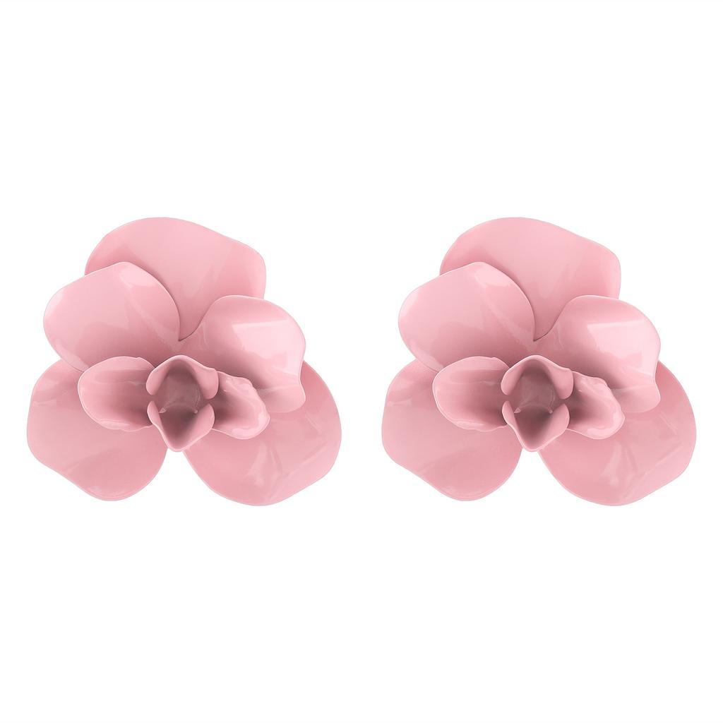 Exaggerated Metal Large Red Rose Flower Earrings for Women Europe America Personality Daily Commuter Jewelry Holiday Accessory