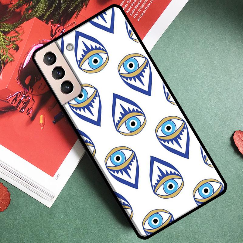 Lucky Eye Blue Evil Eye Print Phone Case For Samsung Galaxy S24 Ultra S9 S10 S20 S21 S22 S23 S25 Plus S24 FE Back Cover