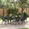 vidaXL 7-piece Garden Dining Set Black Textilene and Steel 3379118
