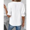 Summer new V-neck temperament bubble sleeves solid color casual women's T-shirt top