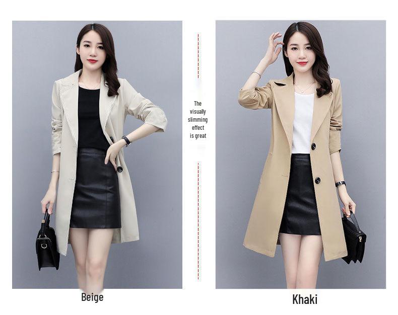 Women's Mid-Length British Style Trench Coat - Elegant Korean Loose Fit Overcoat for Spring and Autumn 2022.