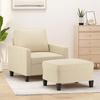 VidaXL Armchair with Footrest Cream 60 Cm Fabric, Sofa, Armchair, TV Armchair, Single Sofa, Seat, Recliner Sofa, 3201031