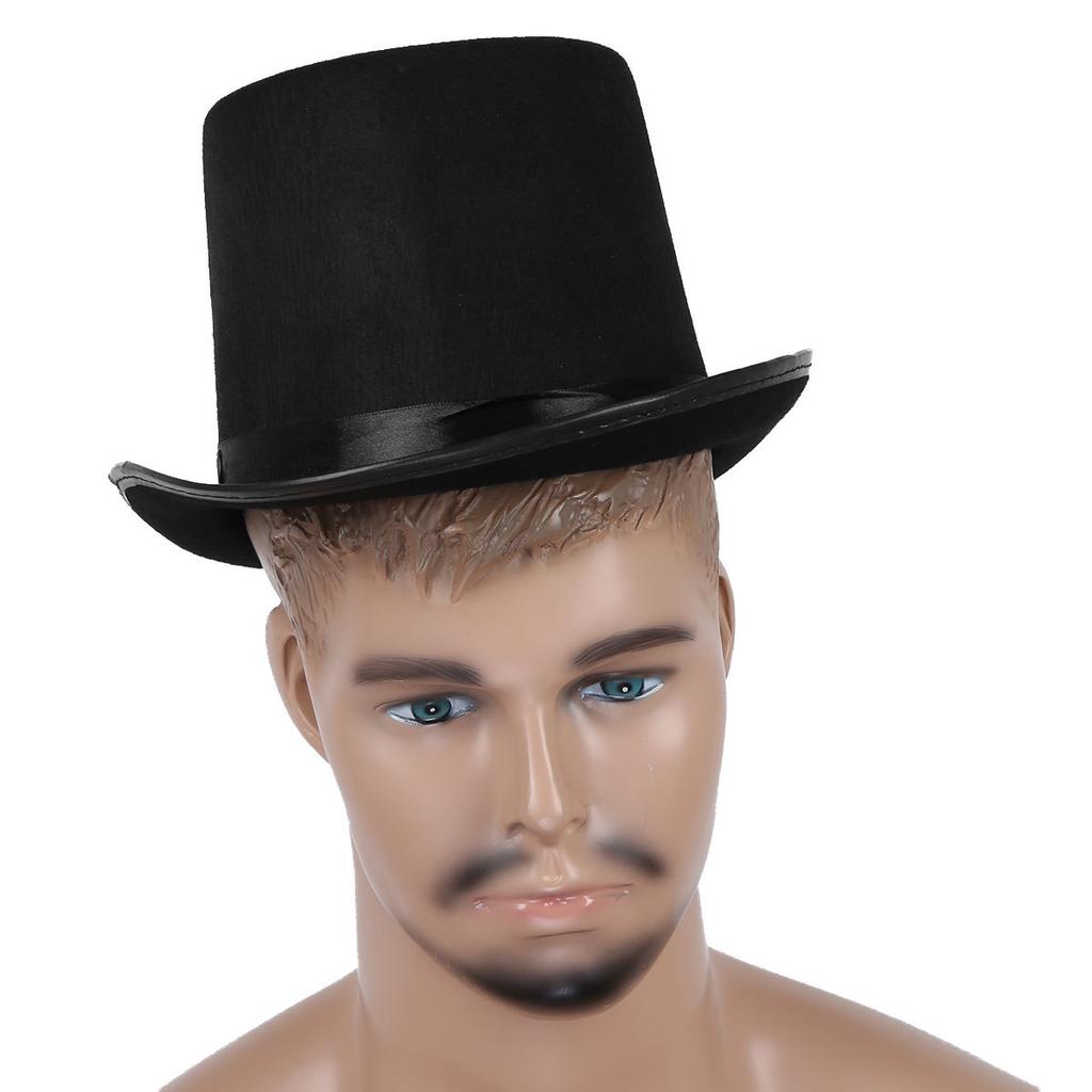 Unisex Black Felt Top Hat for Children and Adults Dress Up Accessory for Magician or Ringmaster Theme Party