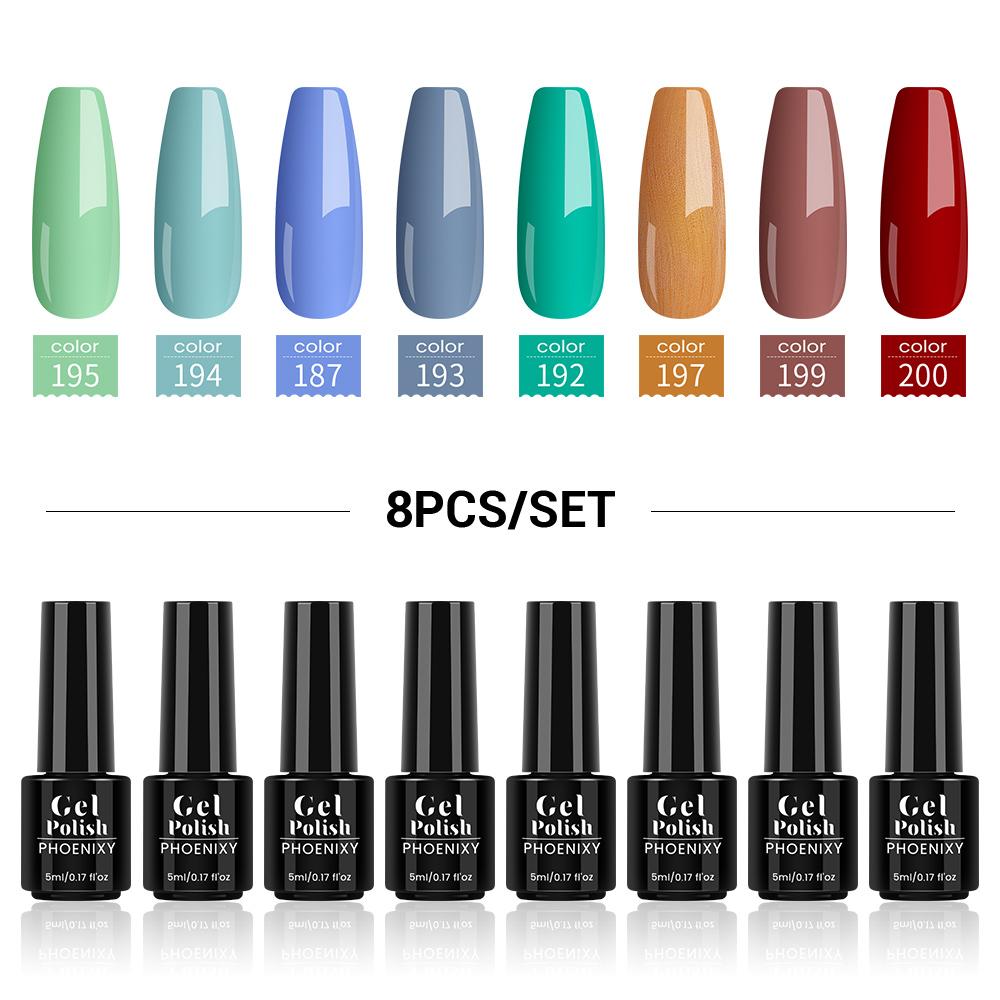 

PHOENIXY, 8 шт., набор гель-лаков для ногтей, вечерние, свадебные серии, УФ-лампа для ногтей, красный, розовый, фиолетовый, набор лаков для ногтей, дизайн ногтей, сделай сам, маникюр, подарочный набор на день Святого Валентина