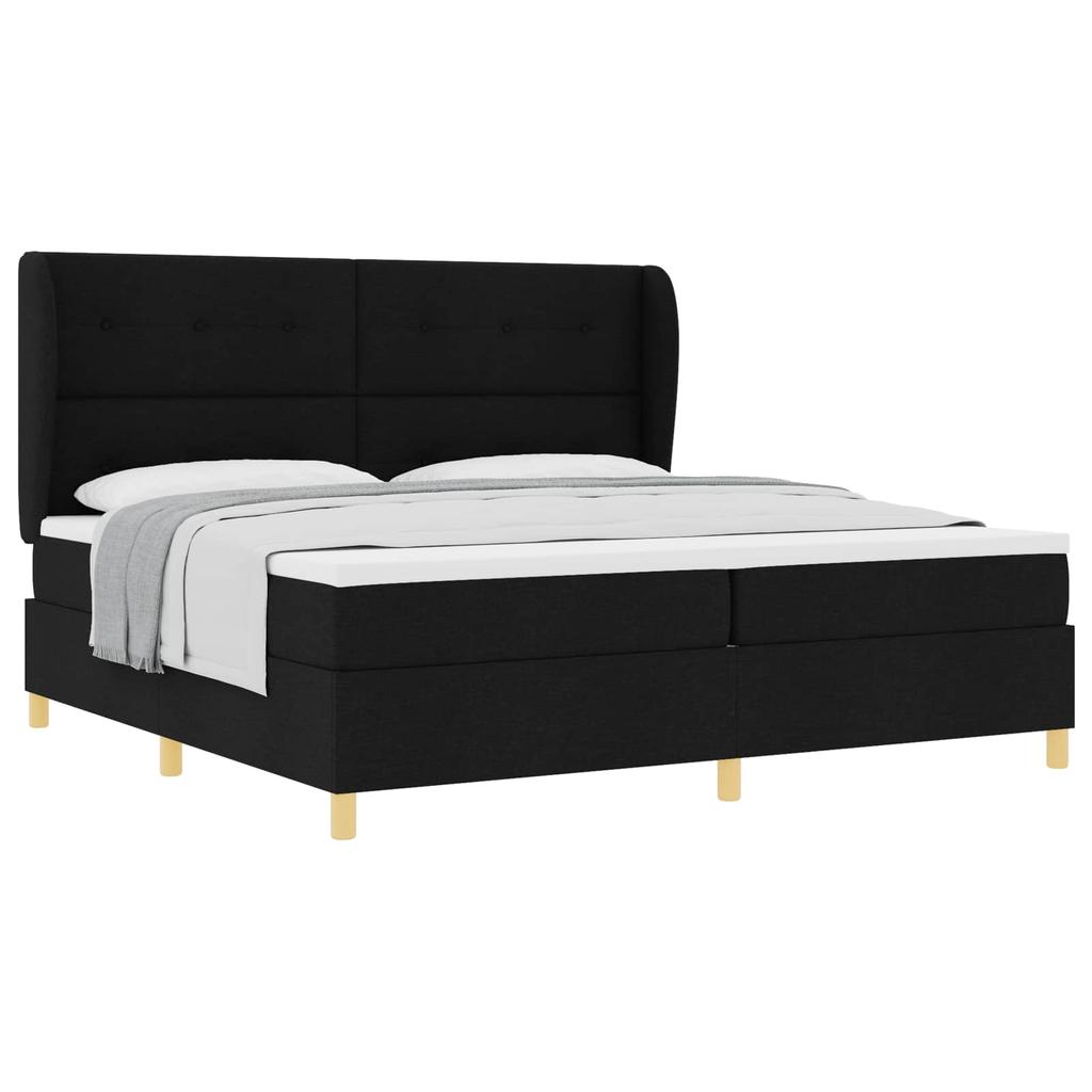 Boxspring Bed with Headboard Black 200 X 200 Cm Fabric