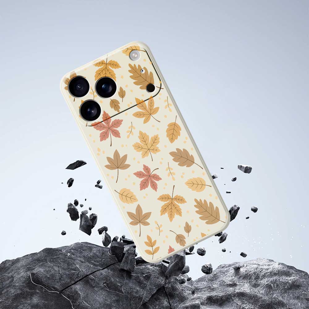 For iPhone 17 Pro Case Leaves Pattern Printing Straight Edge TPU Phone Back Cover