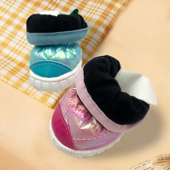 Yousheng 4Pcs Pet Shoes Non-Slip Waterproof Fastener Tape Fixing Thickened Warm Windproof Paw Protection Shoes for