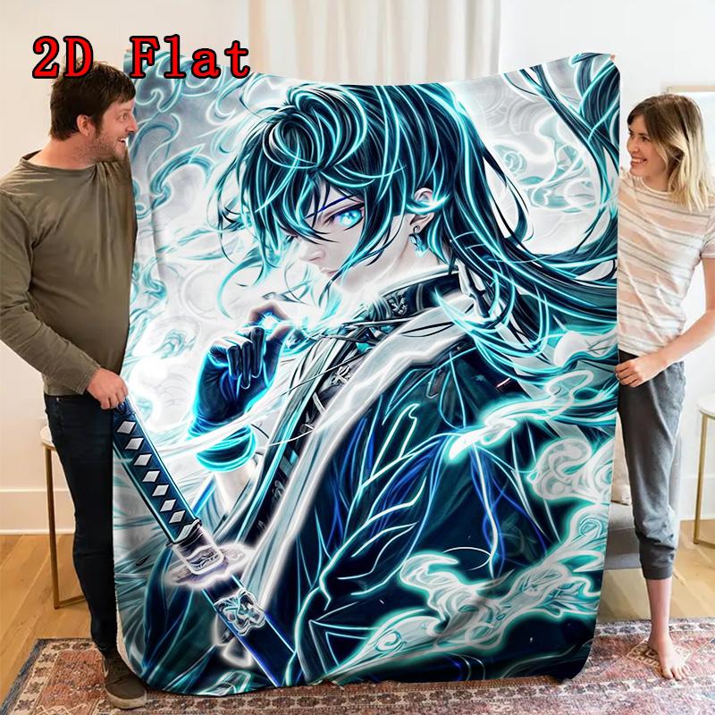 Demon Slayer 2D Flat Pattern Flannel Blanket High quality All Seasons Warmth and Comfort Perfect for Christmas Gifts.NMT0928544
