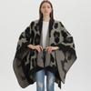 European and American Style Women's Scarf Fashion Leopard Shawl Autumn and Winter Pashmina Large Split Cape Thicken Warm Cloak