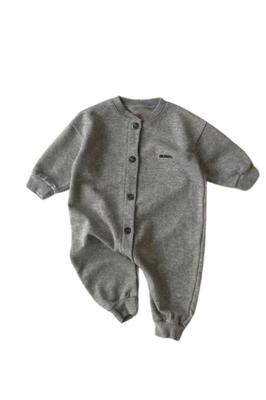 Grauer 90cm Strampler Langarm Sweatshirt Warm Ausgehen Loungewear Niedlich Neugeboren Koreanische Kleidung Babykleidung Jungen Mädchen 66cm 73cm 80cm 90cm [EnDast]