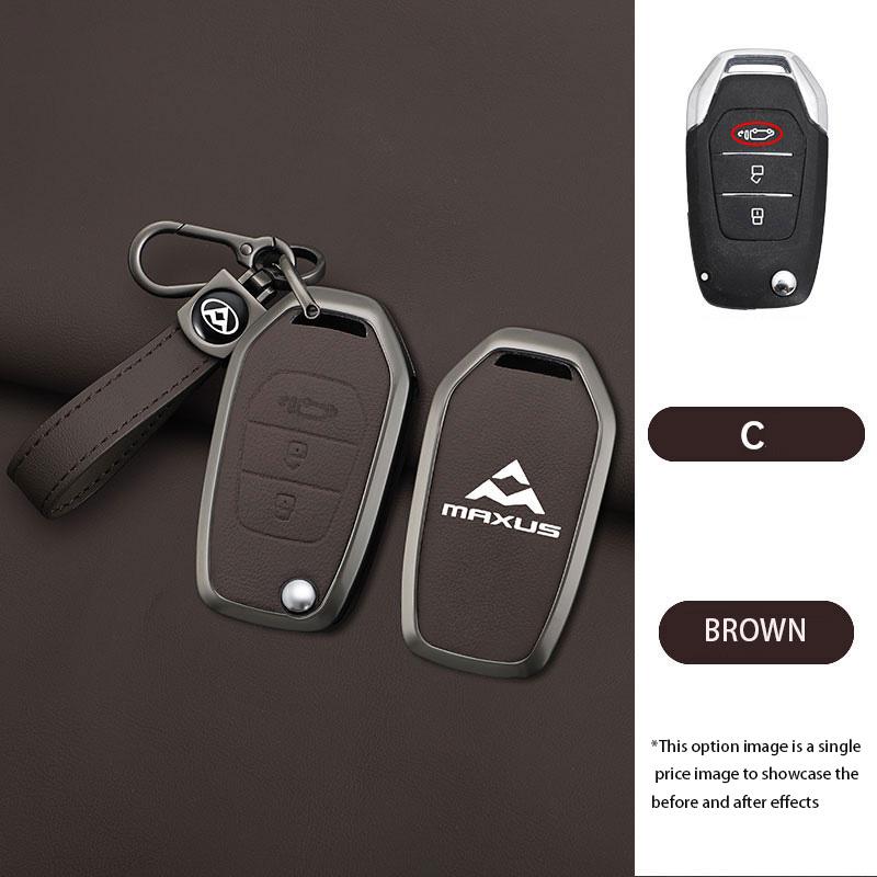 Interior Mouldings Zinc Alloy Leather Car Key Case Cover For SAIC MAXUS T60 Keychain Remote Auto Protection Guard Shell Fob Hold