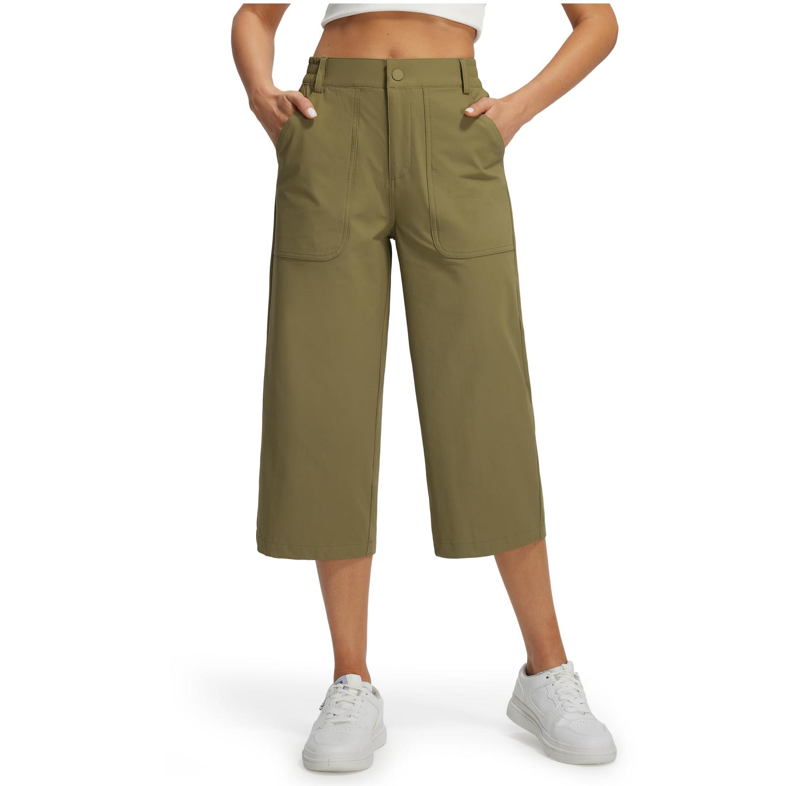 

Women s Casual And Fashionable Color Loose Pants With Pocketes L зелёный