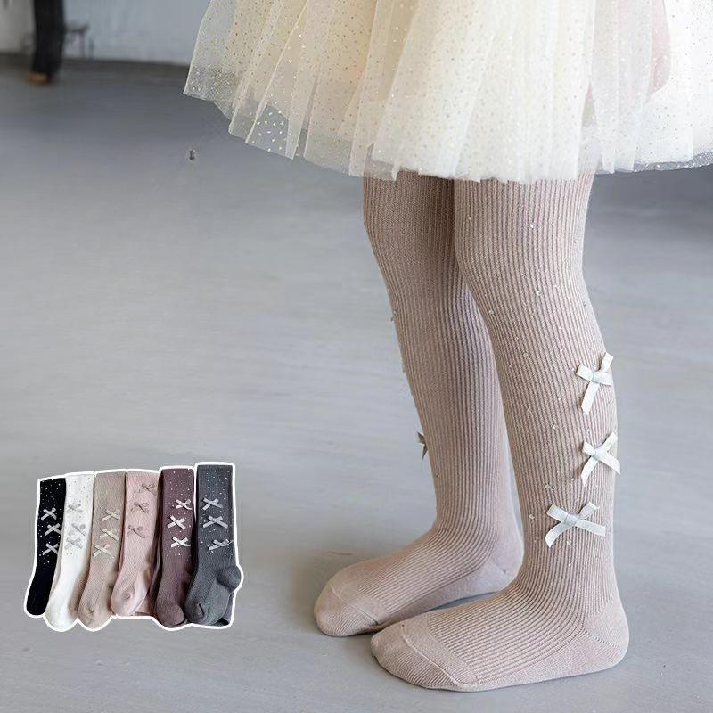 Sparkling Kids Girls Tights White Sheer Pantyhose Spring Fall Thin Dressy Leggings with Rhinestones Dressy Outwear Party Tights