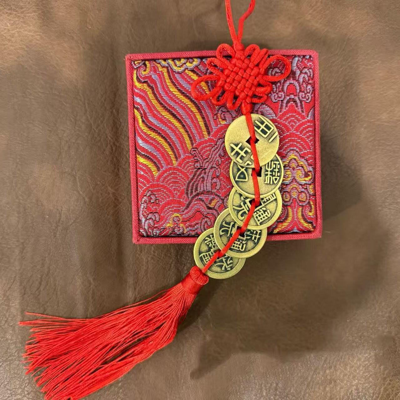 Five Emperors Copper Gourd Pendant with Thickened Coins 2.5 Thickened Five Emperors with Hook + Sand