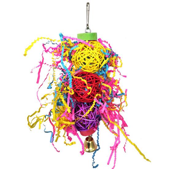 3 Peças Animal de Estimação Pássaro Papagaio Sino Bola de Rattan Pendurado Escalada Gaiola Mordida Mastigação Molar Brinquedo