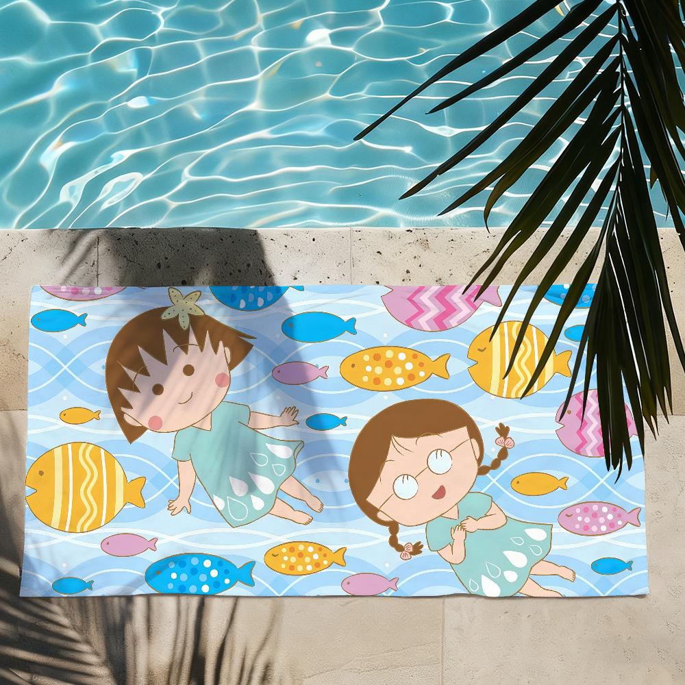 Cartoon C-Chibi Maruko-chan Cute Towel Shower Sauna Travel Spa Quick Dry Gym Accessories Soft Large Beach Towels