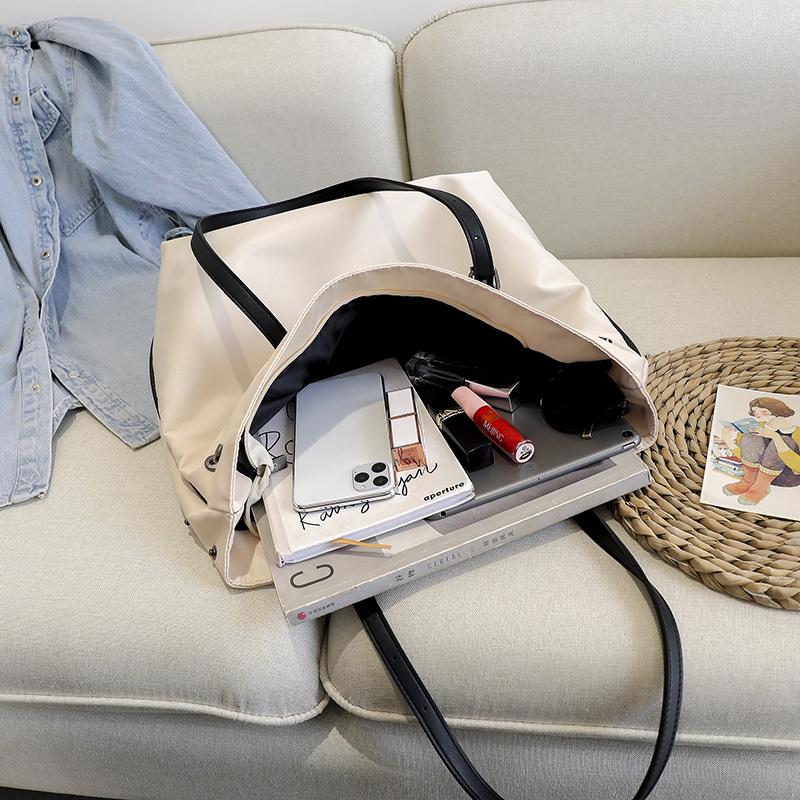 Oxford Women's Tote Bag Solid Color College Style Shoulder Bag Shopping Bag