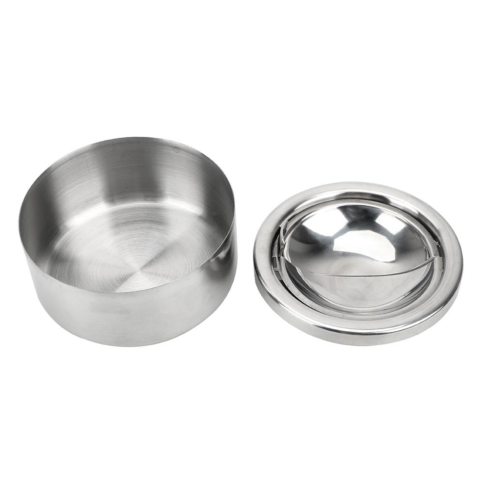 Stainless Steel Lidded Ashtray Smoking Accessories Round Stainless Steel Cigarette Ash Storage Case