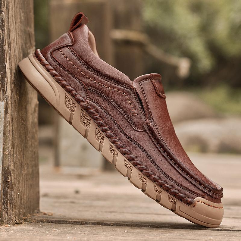 38-46 Retro Cow Leather Shoes Men Loafers Handmade Casual Leather Shoes Moccasins Men Flats Shoes