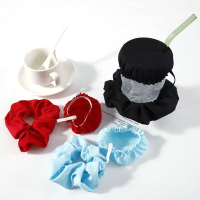 Coperchio della tazza Tessuto morbido Buona tenuta Elastico Antipolvere Protettivo universale Colore ansa Cerchio per capelli Coperchio della tazza Copertura della tazza Decorazione Forniture da cucina