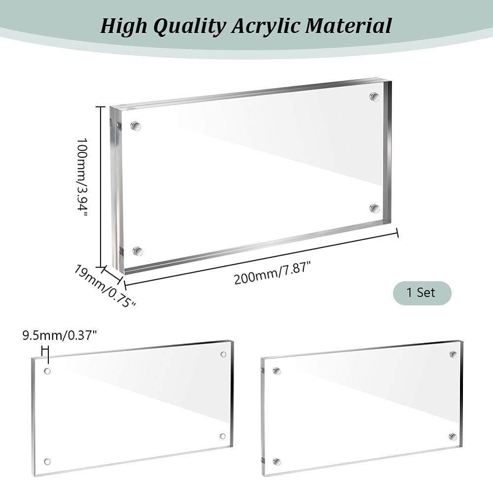 1set Desktop Transparent Acrylic Picture Frame Horizontal Double Sided Photo Frame for Photo Display Rectangle Clear 20x10x0.95~1.9cm