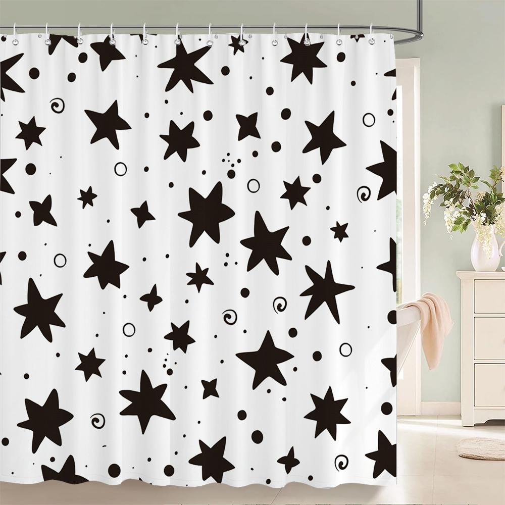 1 Pcs Simplicity style Shower Curtain Black and white Printed Bathroom Curtain Waterproof Polyester Home Decoration Curtain