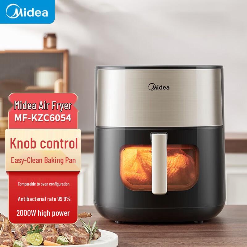 Midea Smart 6L Air Fryer with Dual Heat & Viewing Window CN plug (adapter included)