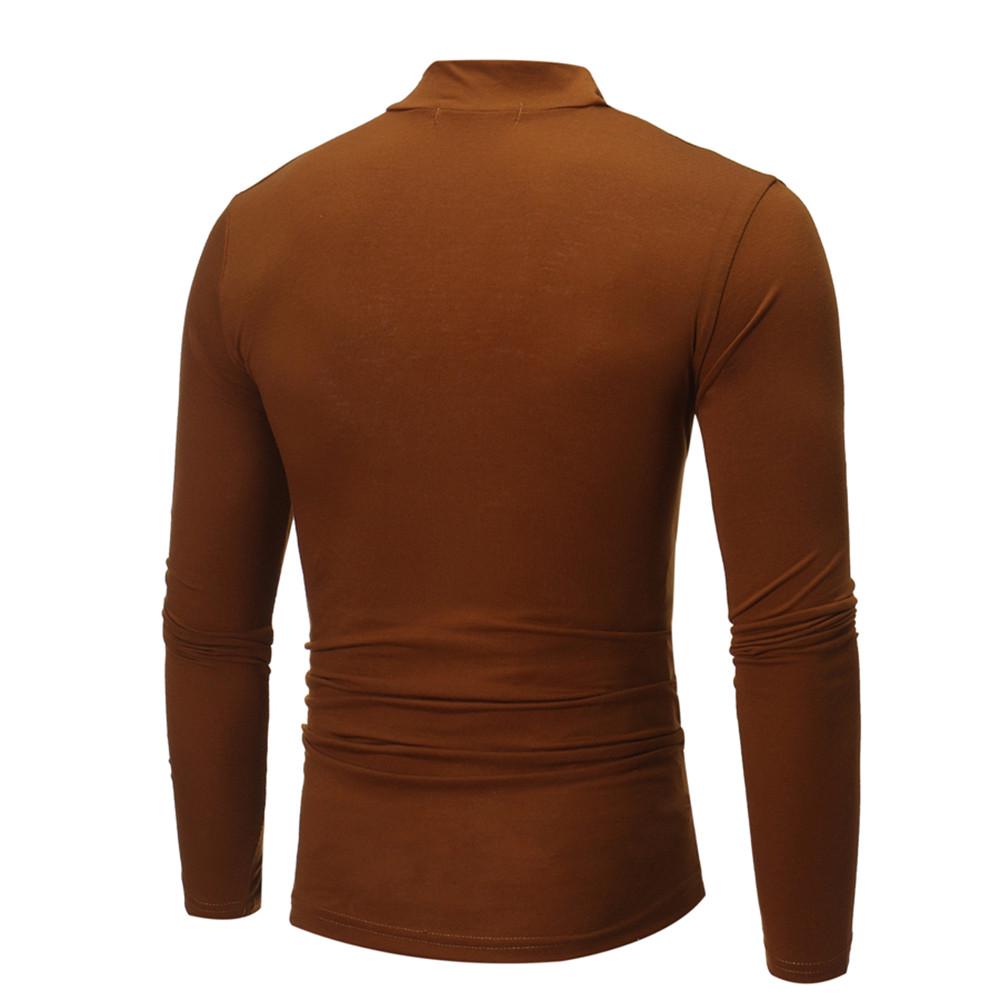 Men's Autumn Winter Color Turtleneck Long Sleeve T-shirt Top Blouse