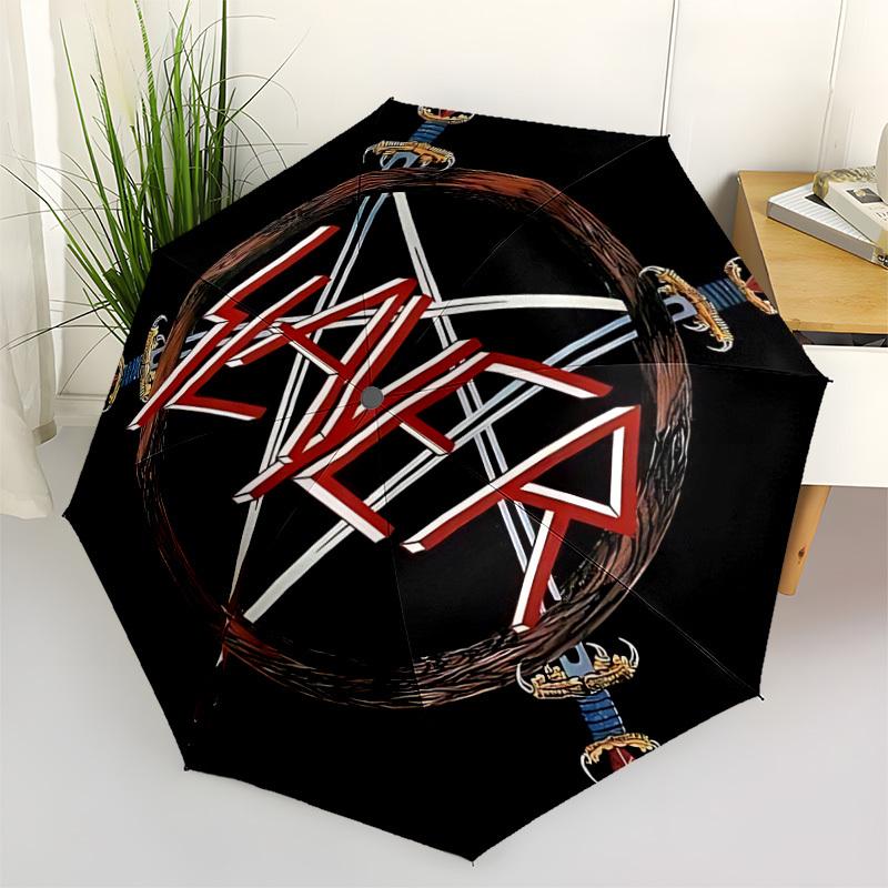 1PC Slayer Music Automatic Umbrella 8 Ribs Portable Folding Black Iron Frame for Outdoor, Beach, Travel 0905208